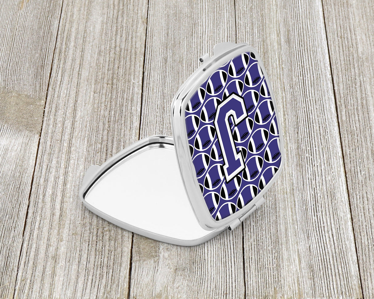 Letter J Football Purple and White Compact Mirror CJ1068-JSCM by Caroline's Treasures