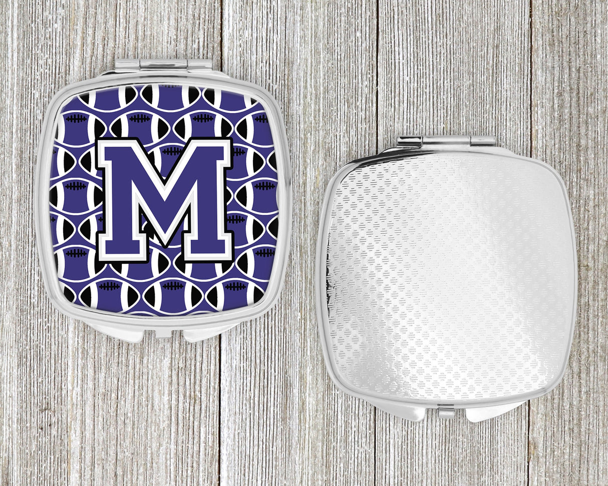 Letter M Football Purple and White Compact Mirror CJ1068-MSCM by Caroline's Treasures