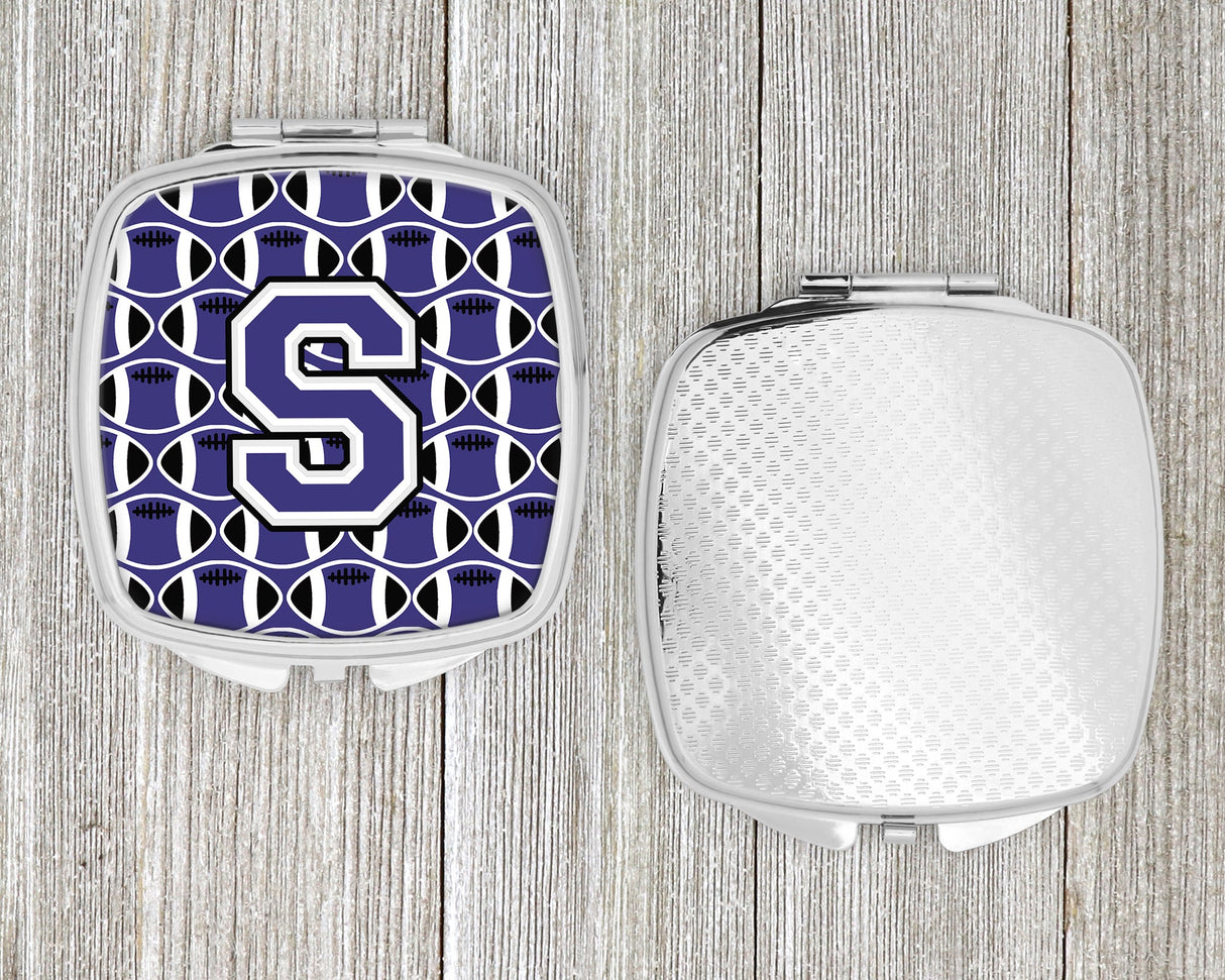 Letter S Football Purple and White Compact Mirror CJ1068-SSCM by Caroline's Treasures