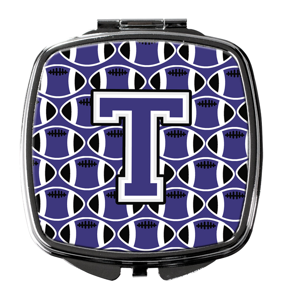 Letter T Football Purple and White Compact Mirror CJ1068-TSCM by Caroline's Treasures