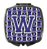 Letter W Football Purple and White Compact Mirror CJ1068-WSCM by Caroline's Treasures