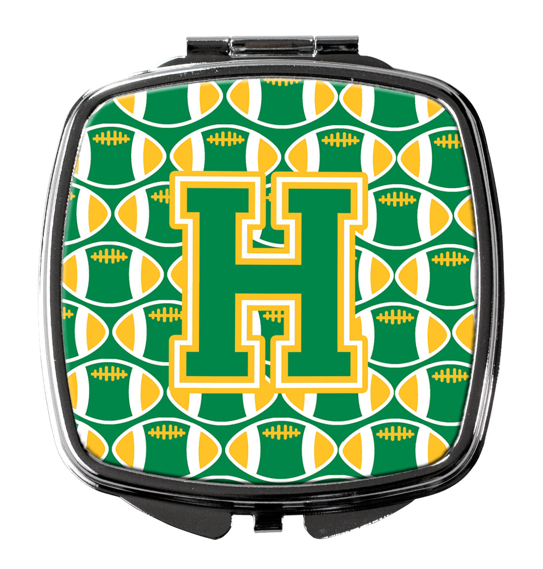 Letter H Football Green and Gold Compact Mirror CJ1069-HSCM by Caroline's Treasures