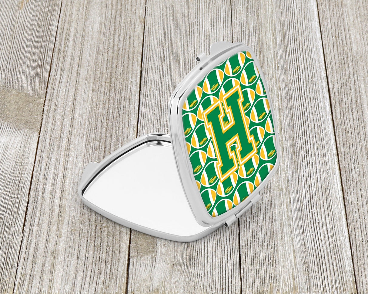 Letter H Football Green and Gold Compact Mirror CJ1069-HSCM by Caroline's Treasures