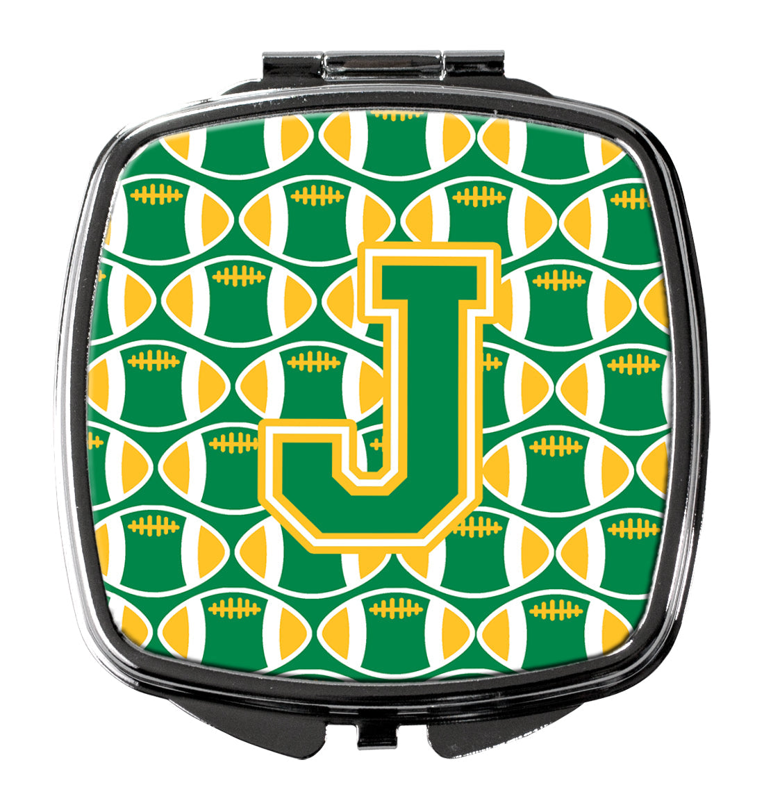 Letter J Football Green and Gold Compact Mirror CJ1069-JSCM by Caroline's Treasures