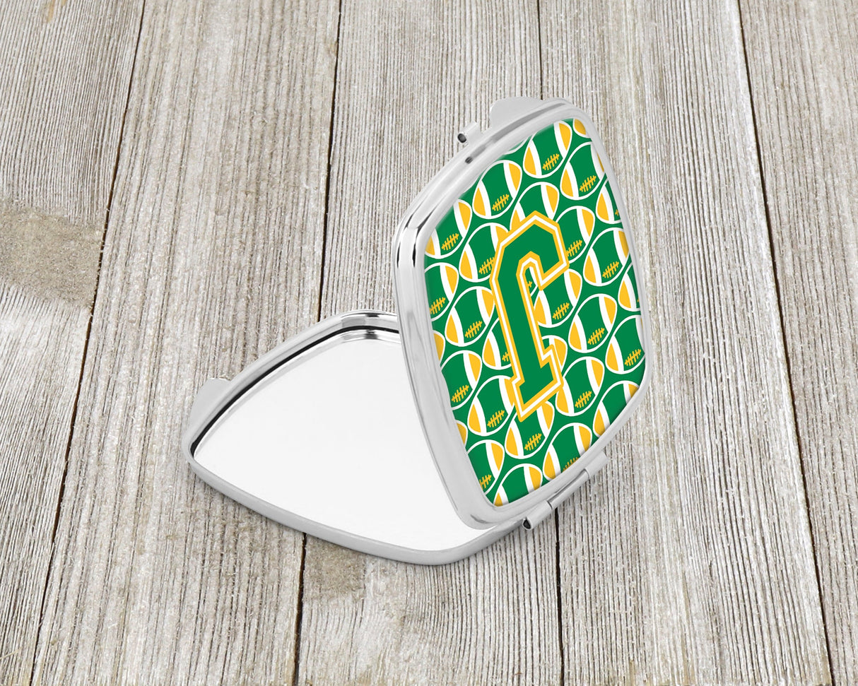 Letter J Football Green and Gold Compact Mirror CJ1069-JSCM by Caroline's Treasures