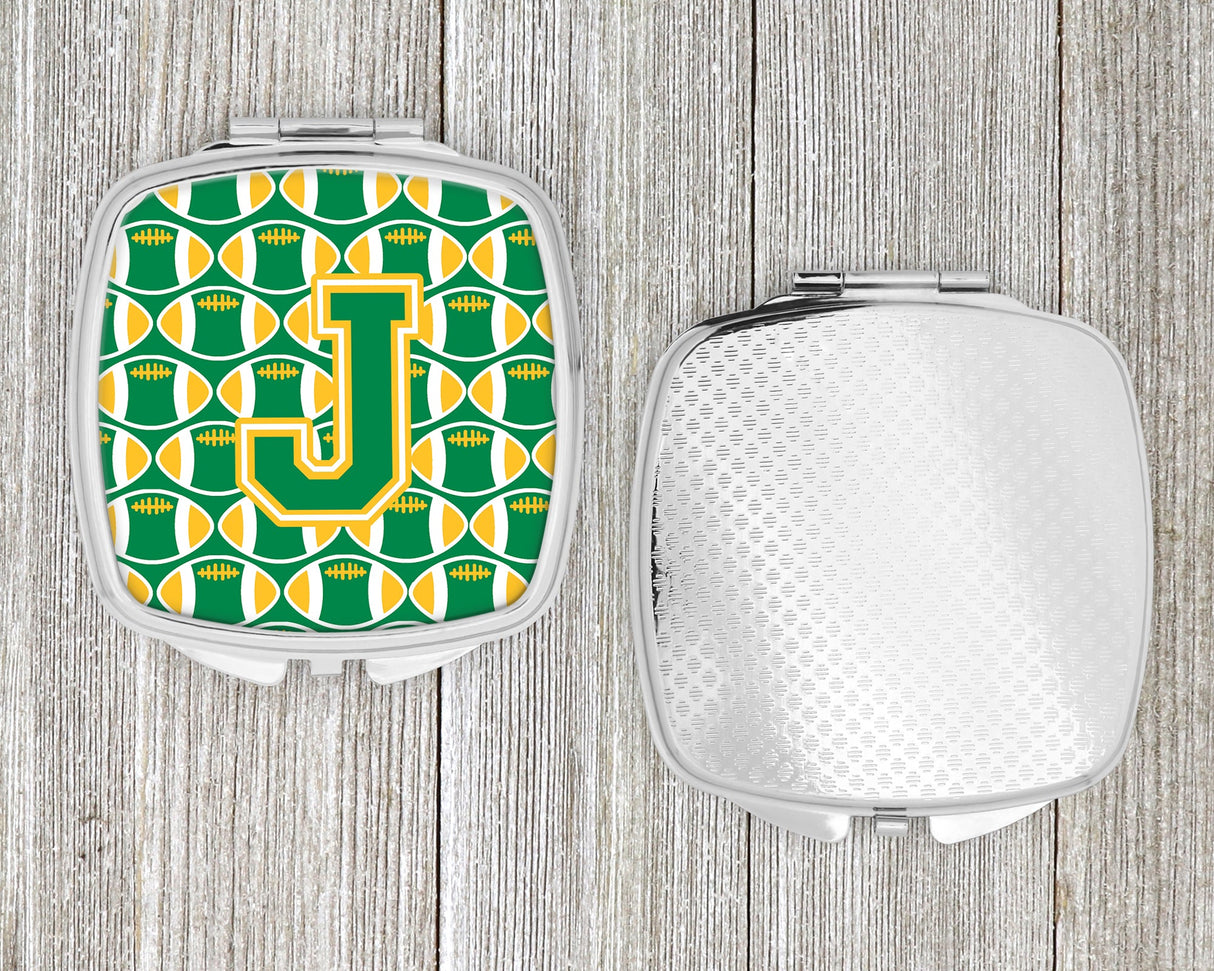 Letter J Football Green and Gold Compact Mirror CJ1069-JSCM by Caroline's Treasures