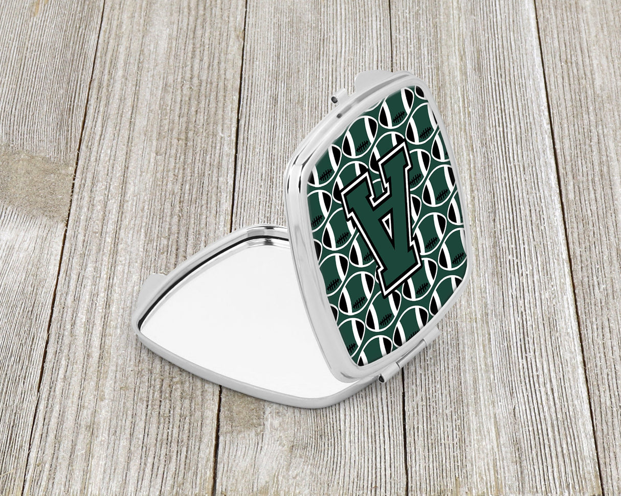 Letter A Football Green and White Compact Mirror CJ1071-ASCM by Caroline's Treasures