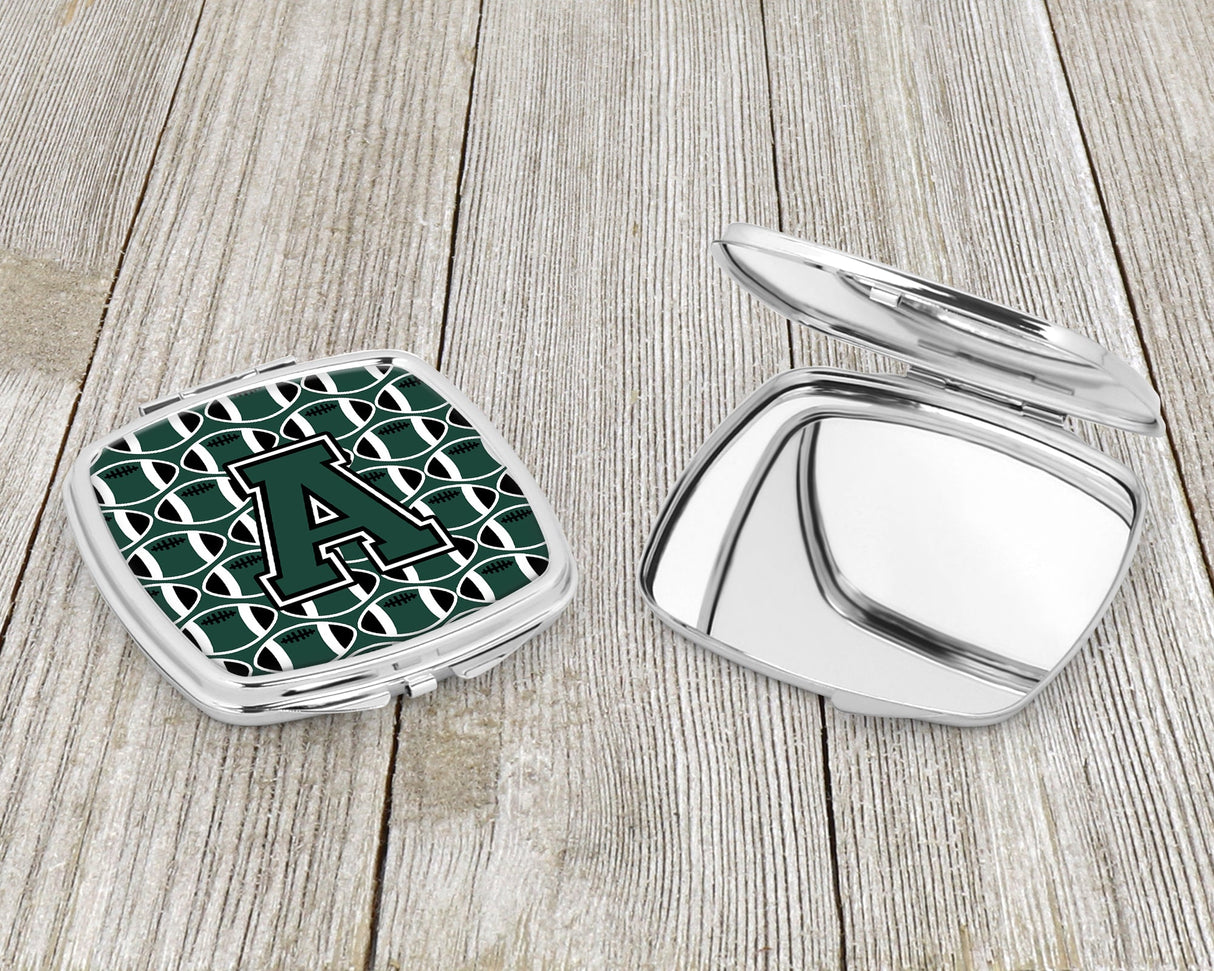 Letter A Football Green and White Compact Mirror CJ1071-ASCM by Caroline's Treasures