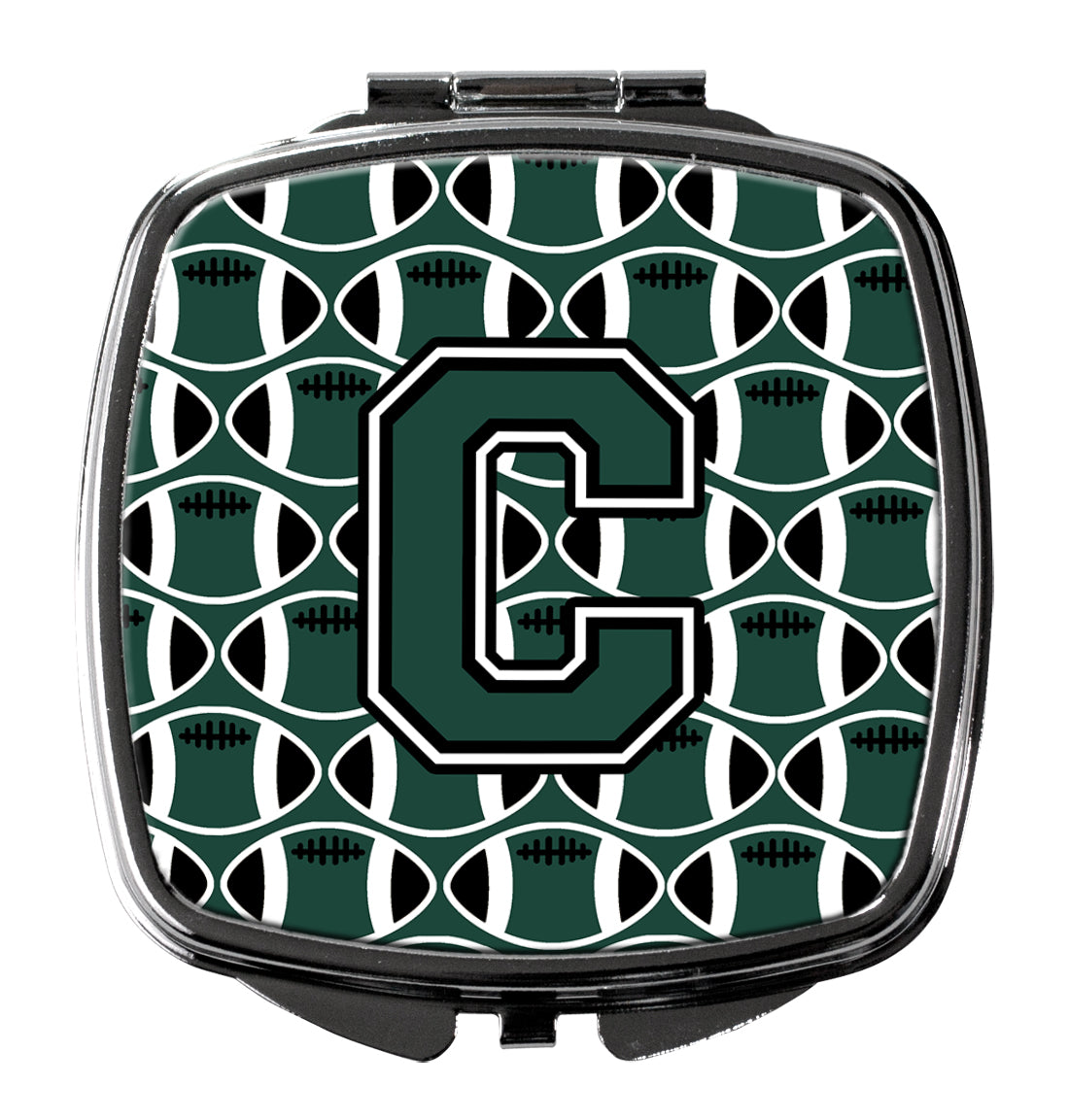 Letter C Football Green and White Compact Mirror CJ1071-CSCM by Caroline's Treasures