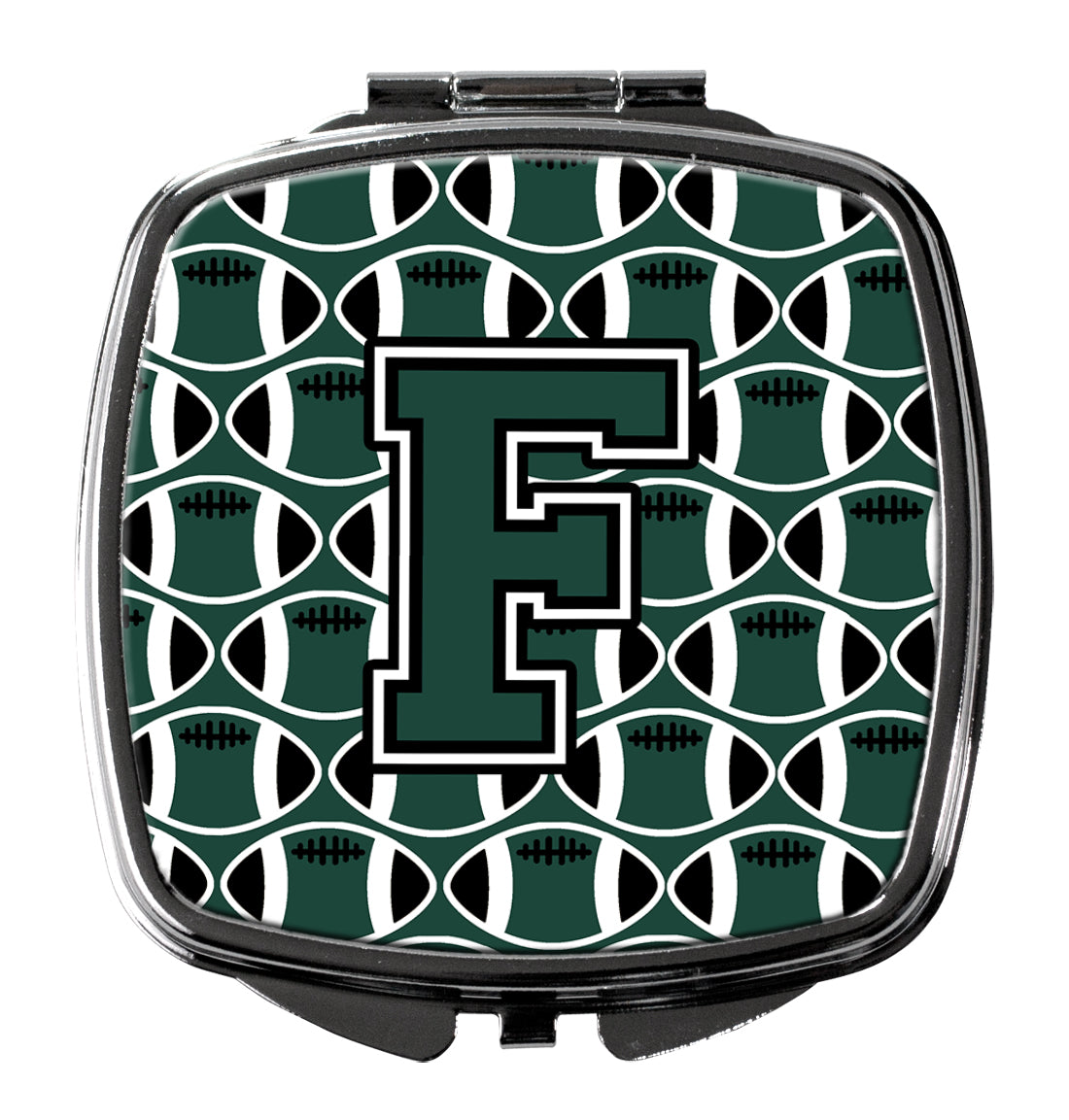 Letter F Football Green and White Compact Mirror CJ1071-FSCM by Caroline's Treasures