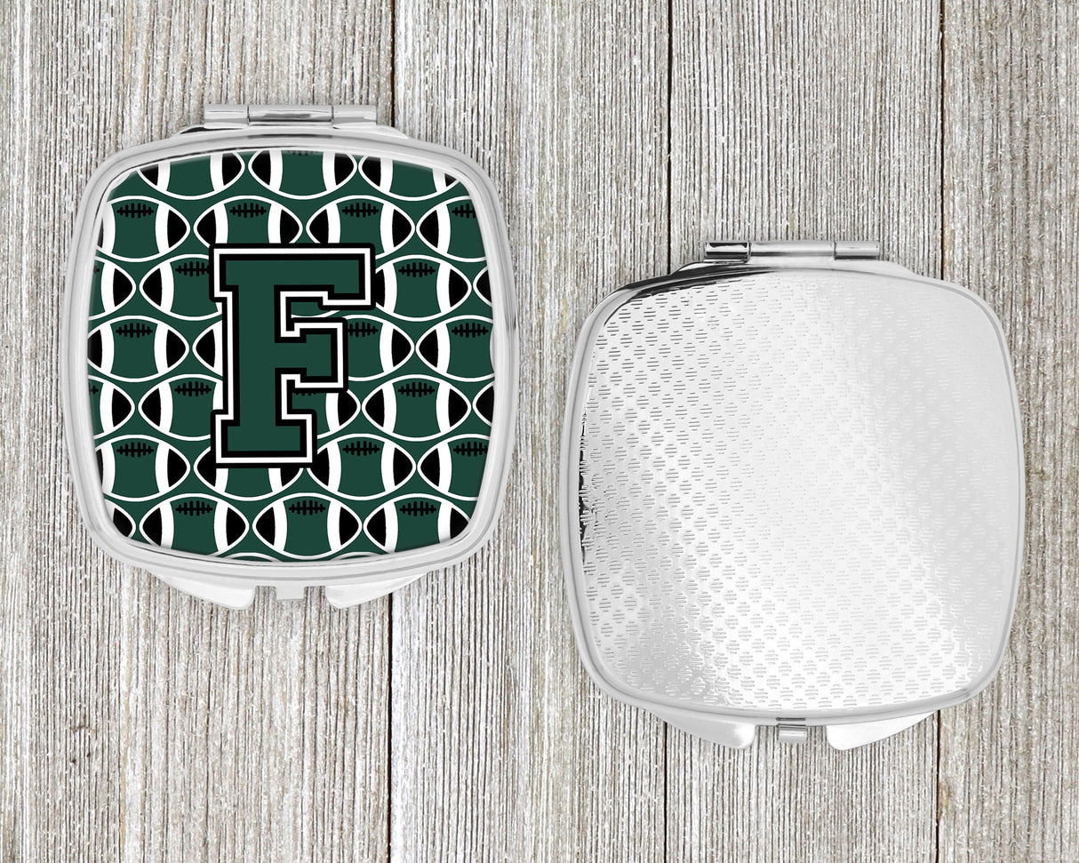 Letter F Football Green and White Compact Mirror CJ1071-FSCM by Caroline's Treasures