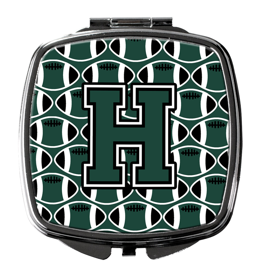 Letter H Football Green and White Compact Mirror CJ1071-HSCM by Caroline's Treasures