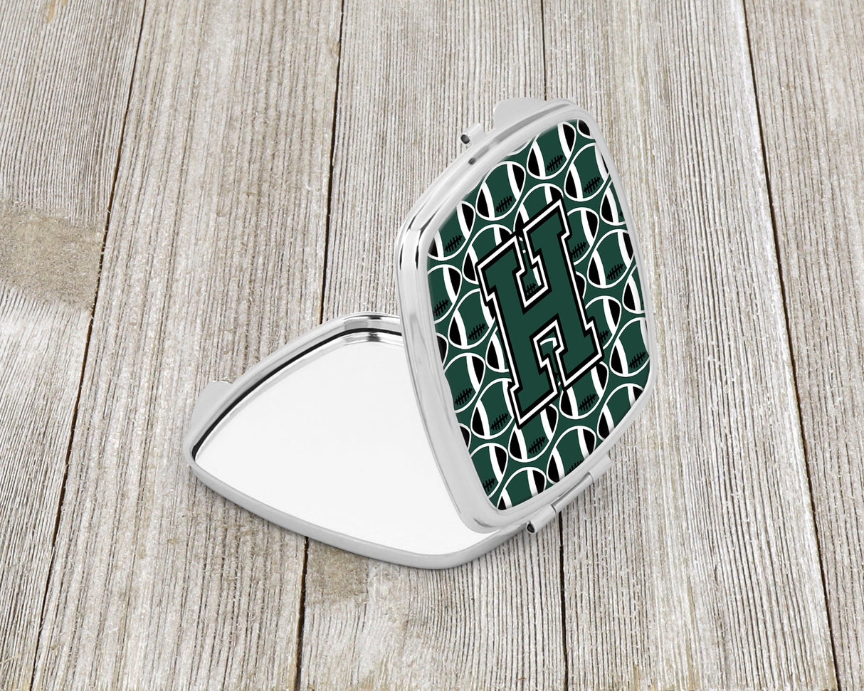 Letter H Football Green and White Compact Mirror CJ1071-HSCM by Caroline's Treasures