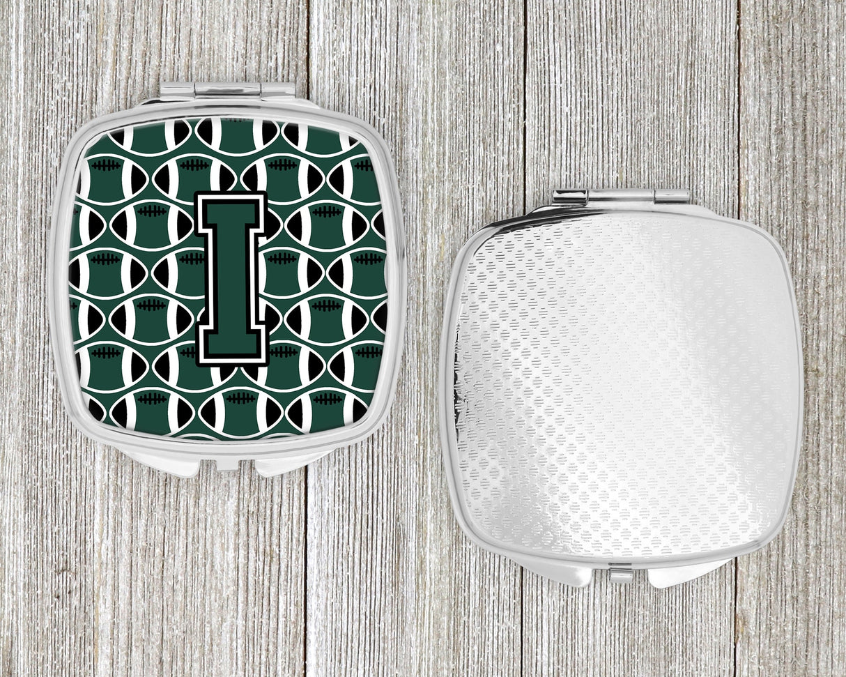 Letter I Football Green and White Compact Mirror CJ1071-ISCM by Caroline's Treasures