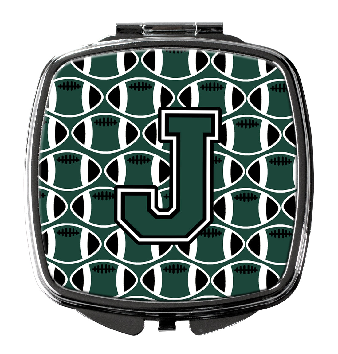 Letter J Football Green and White Compact Mirror CJ1071-JSCM by Caroline's Treasures