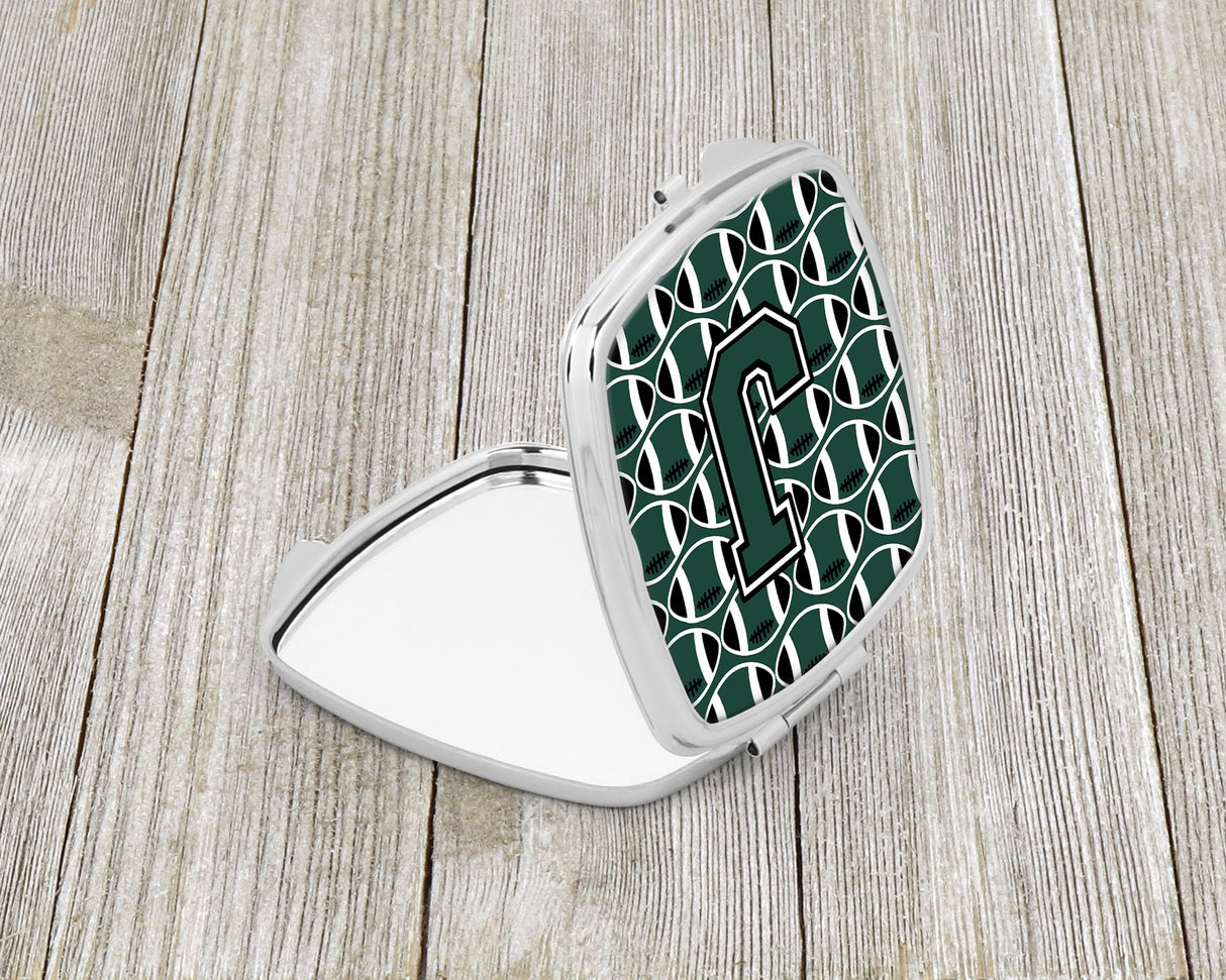 Letter J Football Green and White Compact Mirror CJ1071-JSCM by Caroline's Treasures