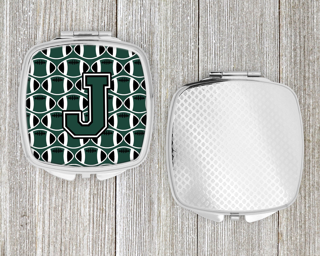 Letter J Football Green and White Compact Mirror CJ1071-JSCM by Caroline's Treasures