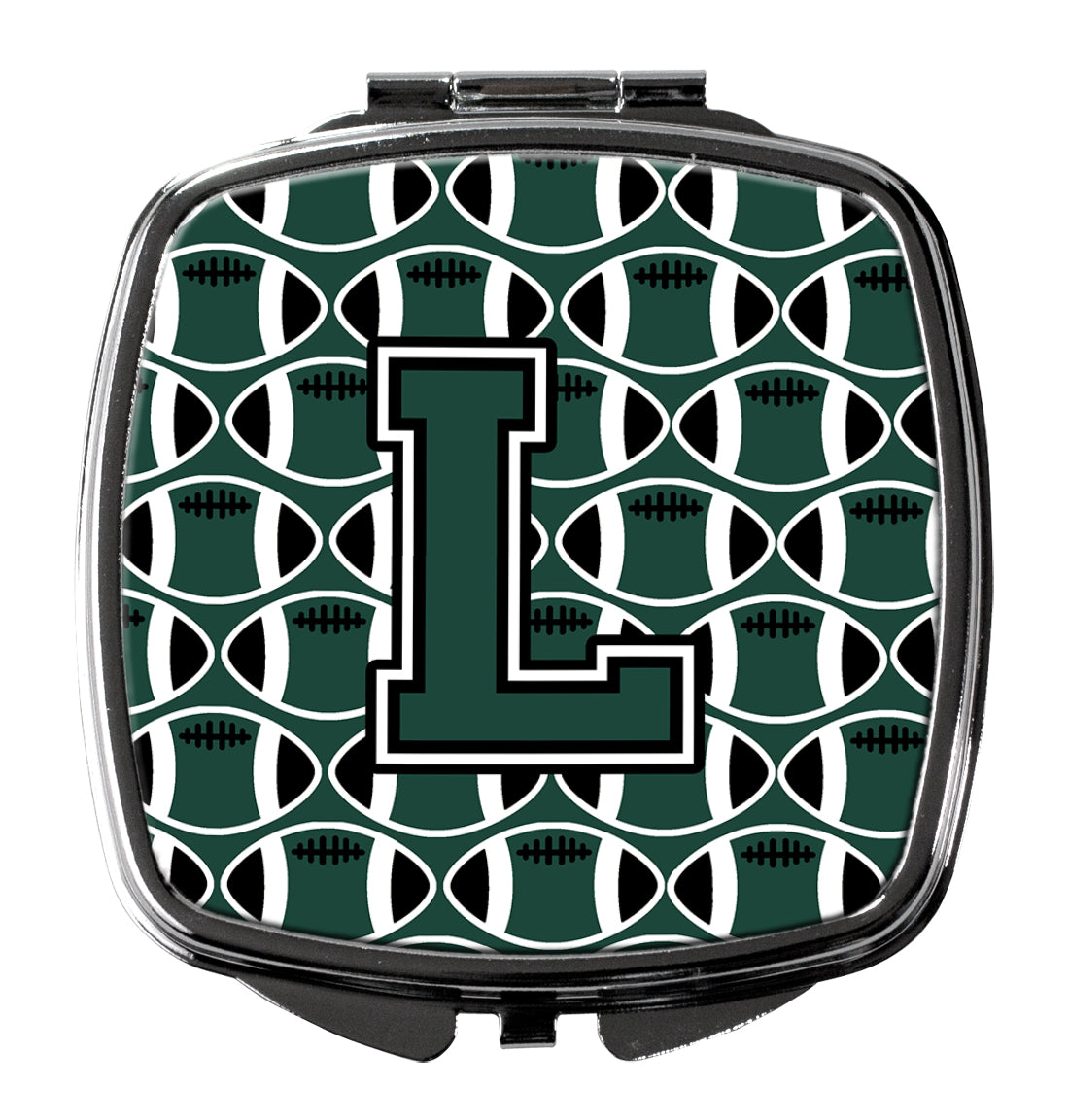 Letter L Football Green and White Compact Mirror CJ1071-LSCM by Caroline's Treasures