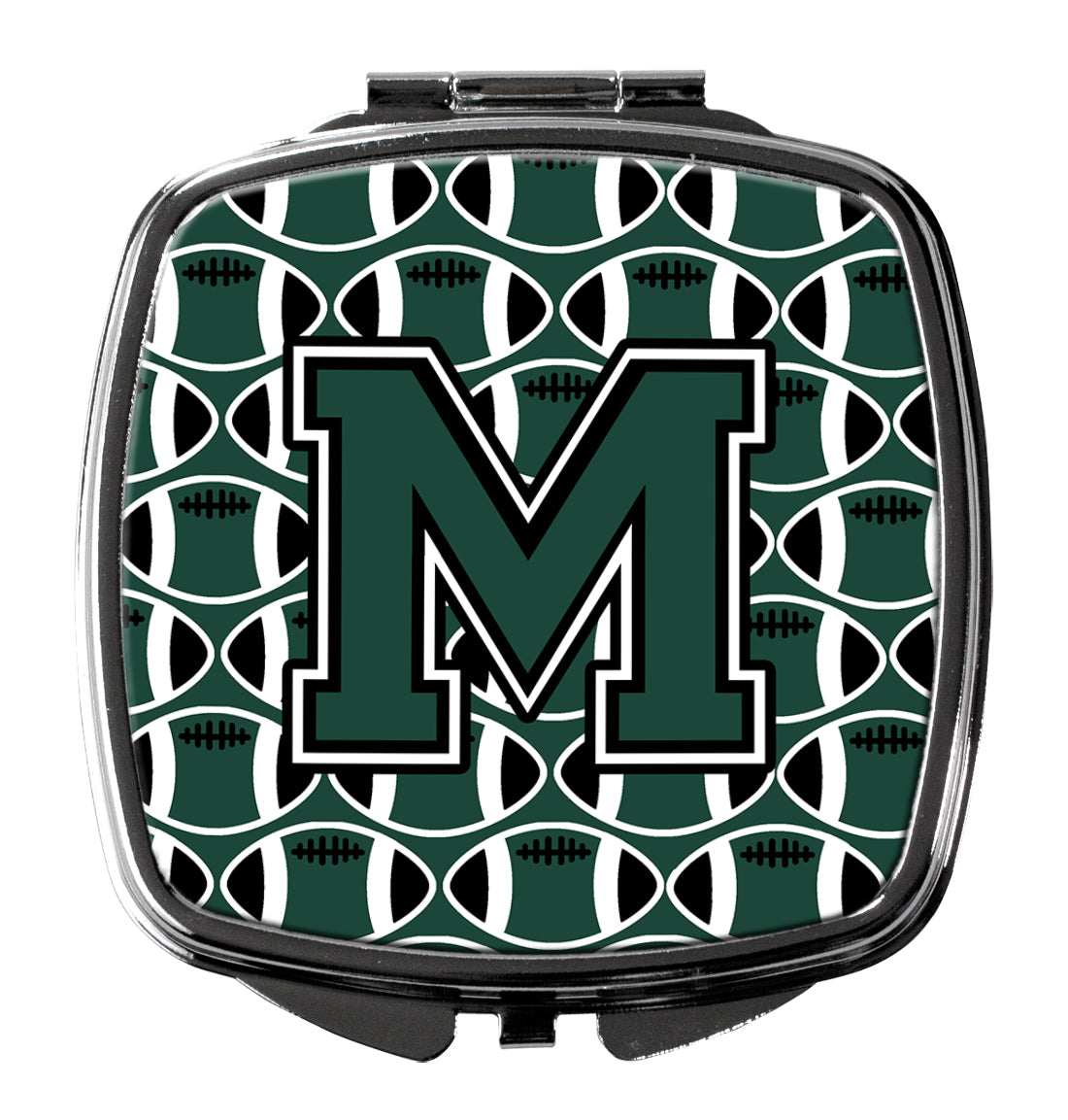 Letter M Football Green and White Compact Mirror CJ1071-MSCM by Caroline's Treasures