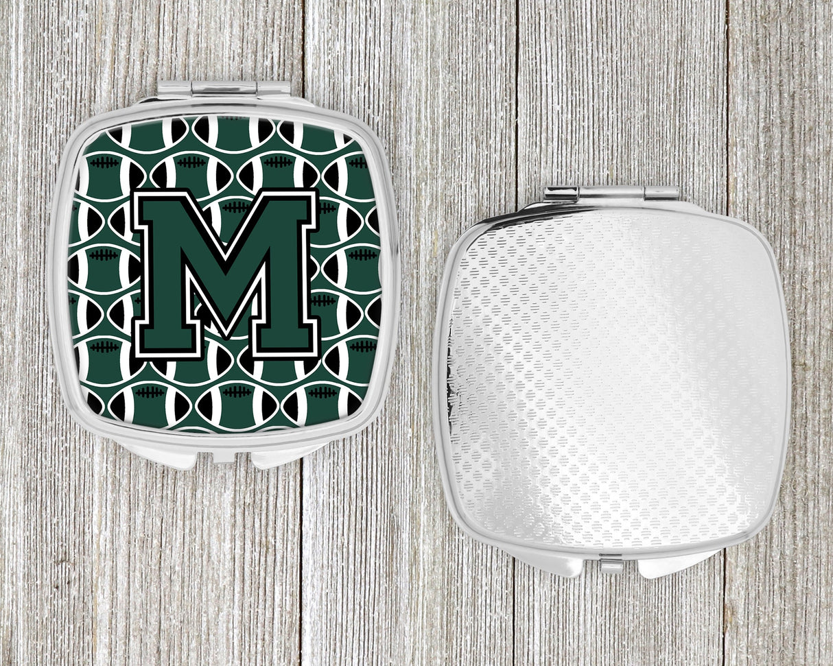 Letter M Football Green and White Compact Mirror CJ1071-MSCM by Caroline's Treasures