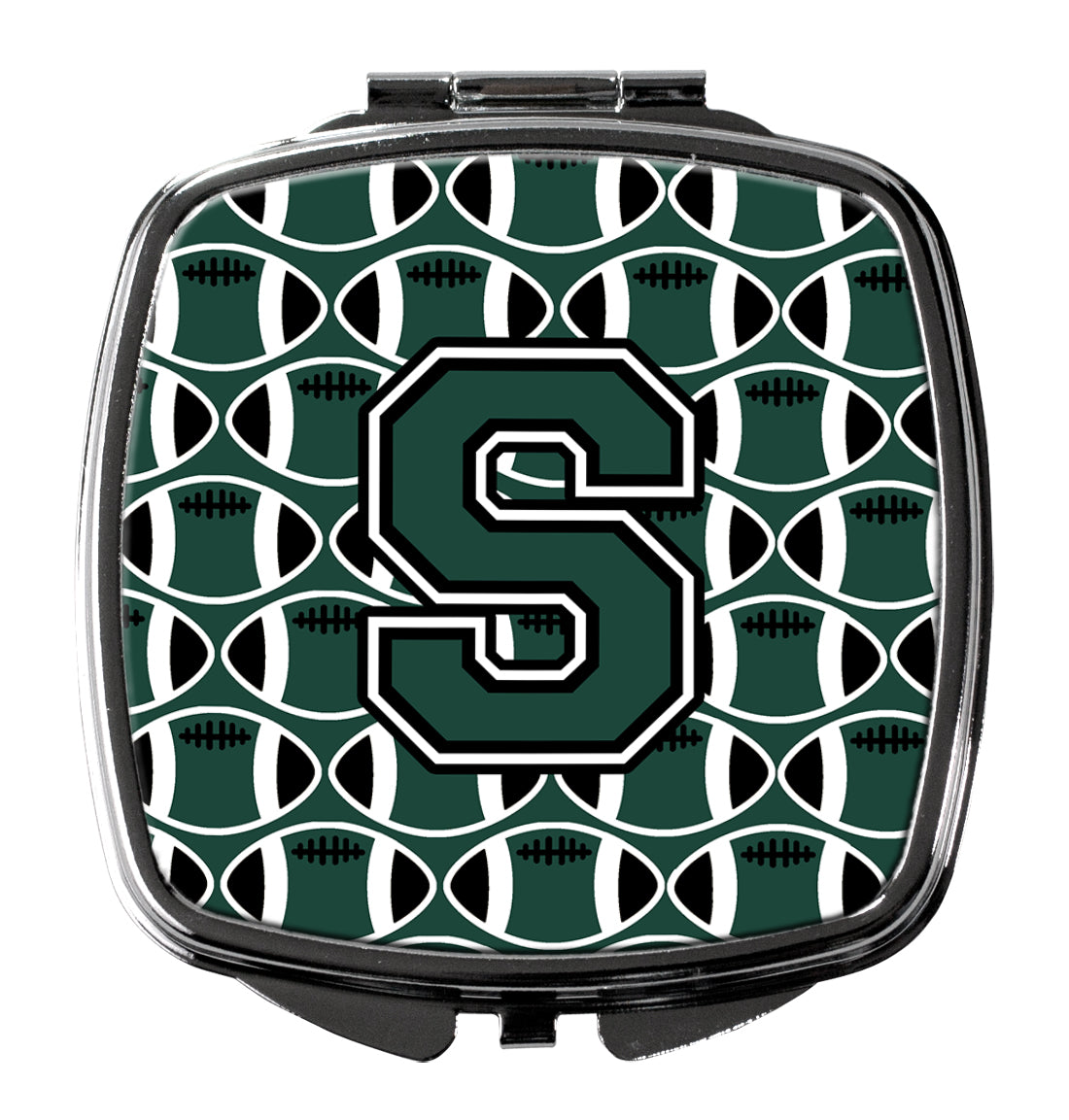 Letter S Football Green and White Compact Mirror CJ1071-SSCM by Caroline's Treasures