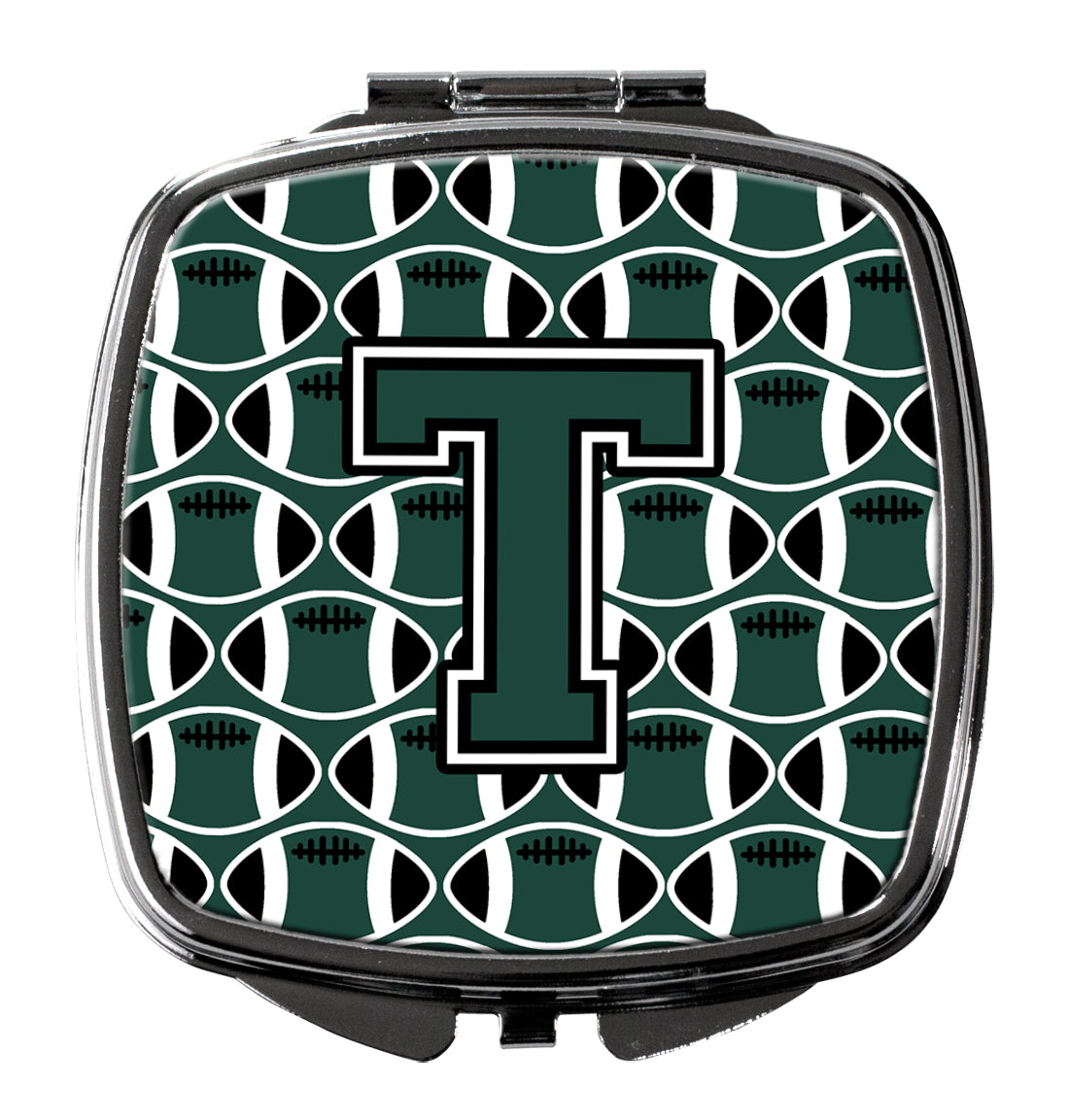 Letter T Football Green and White Compact Mirror CJ1071-TSCM by Caroline's Treasures