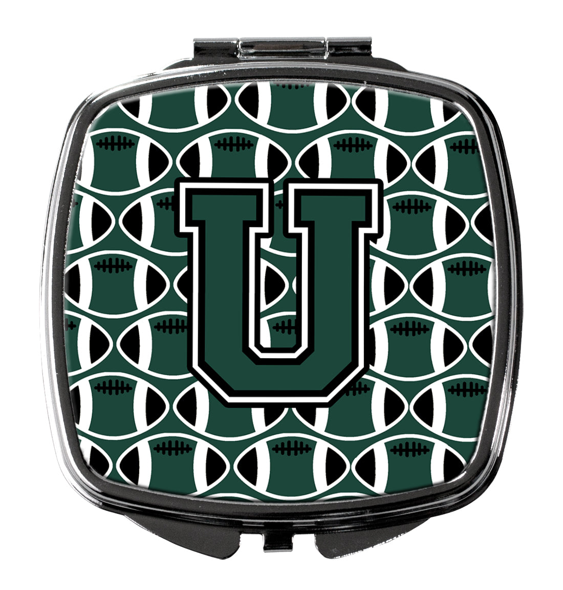 Letter U Football Green and White Compact Mirror CJ1071-USCM by Caroline's Treasures