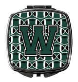 Letter W Football Green and White Compact Mirror CJ1071-WSCM by Caroline's Treasures