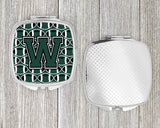 Letter W Football Green and White Compact Mirror CJ1071-WSCM by Caroline's Treasures