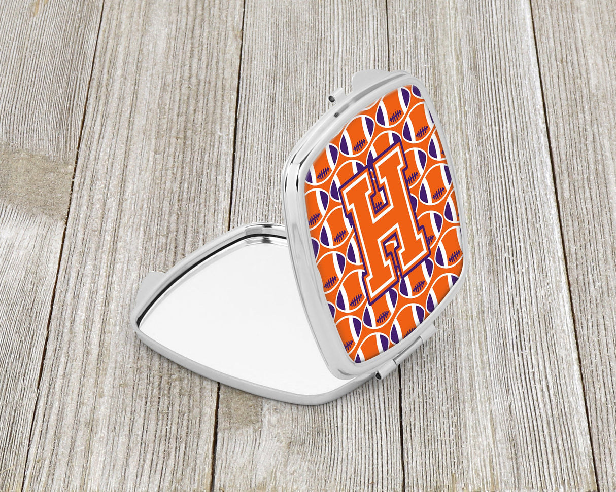 Letter H Football Orange, White and Regalia Compact Mirror CJ1072-HSCM by Caroline's Treasures