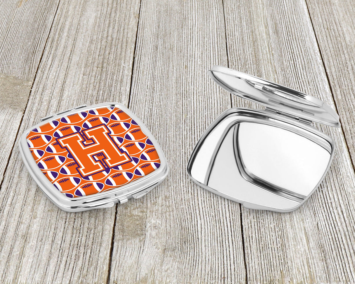 Letter H Football Orange, White and Regalia Compact Mirror CJ1072-HSCM by Caroline's Treasures