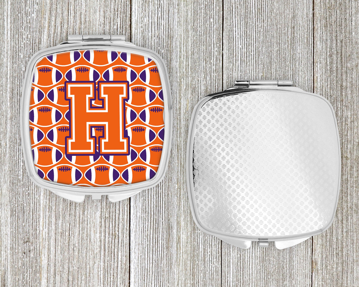 Letter H Football Orange, White and Regalia Compact Mirror CJ1072-HSCM by Caroline's Treasures