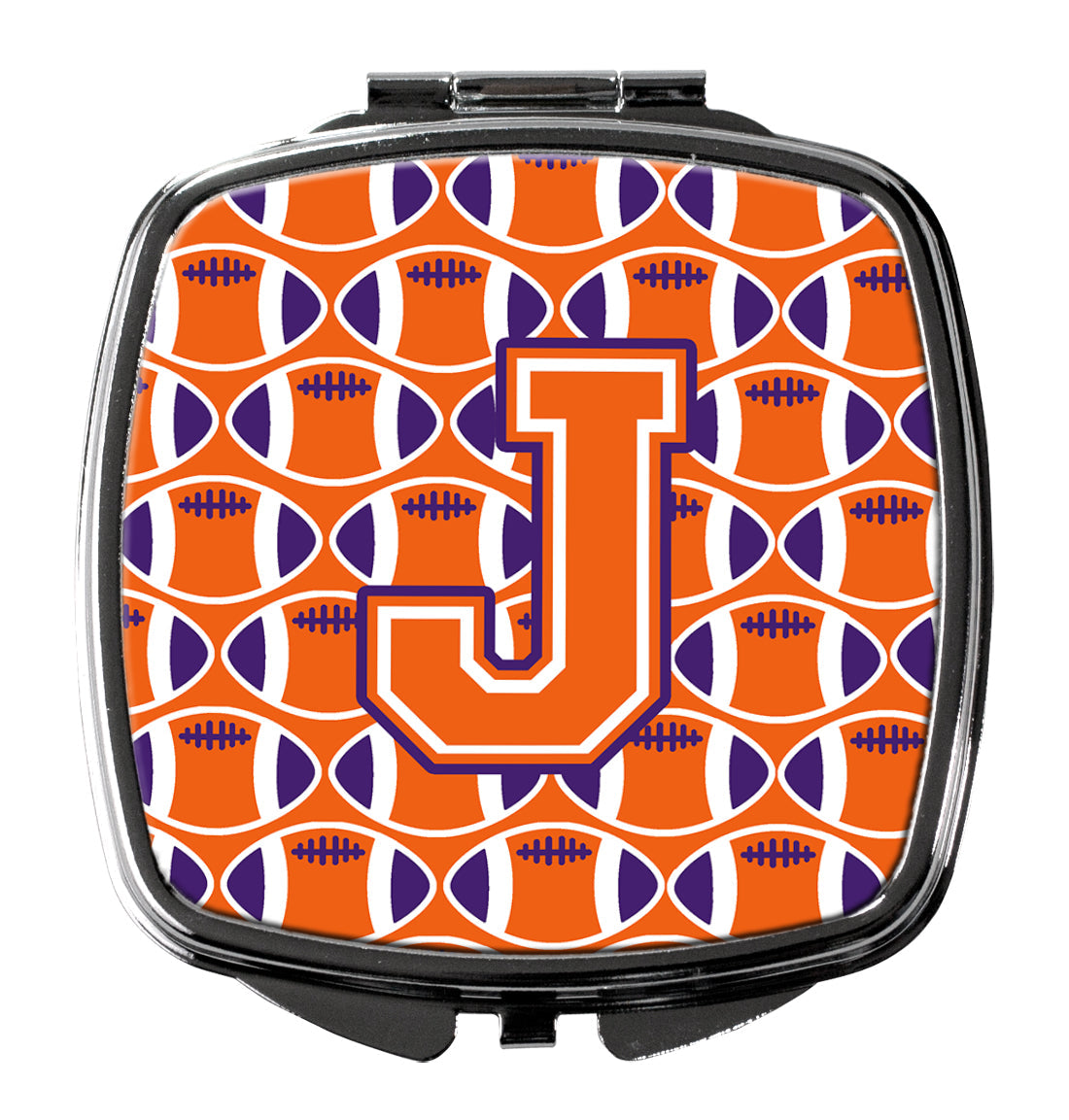 Letter J Football Orange, White and Regalia Compact Mirror CJ1072-JSCM by Caroline's Treasures