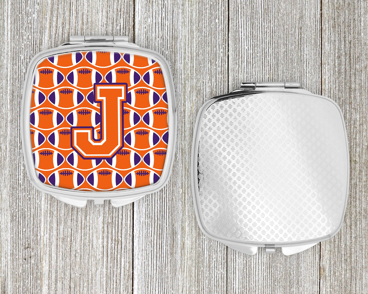 Letter J Football Orange, White and Regalia Compact Mirror CJ1072-JSCM by Caroline's Treasures