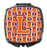 Letter L Football Orange, White and Regalia Compact Mirror CJ1072-LSCM by Caroline's Treasures