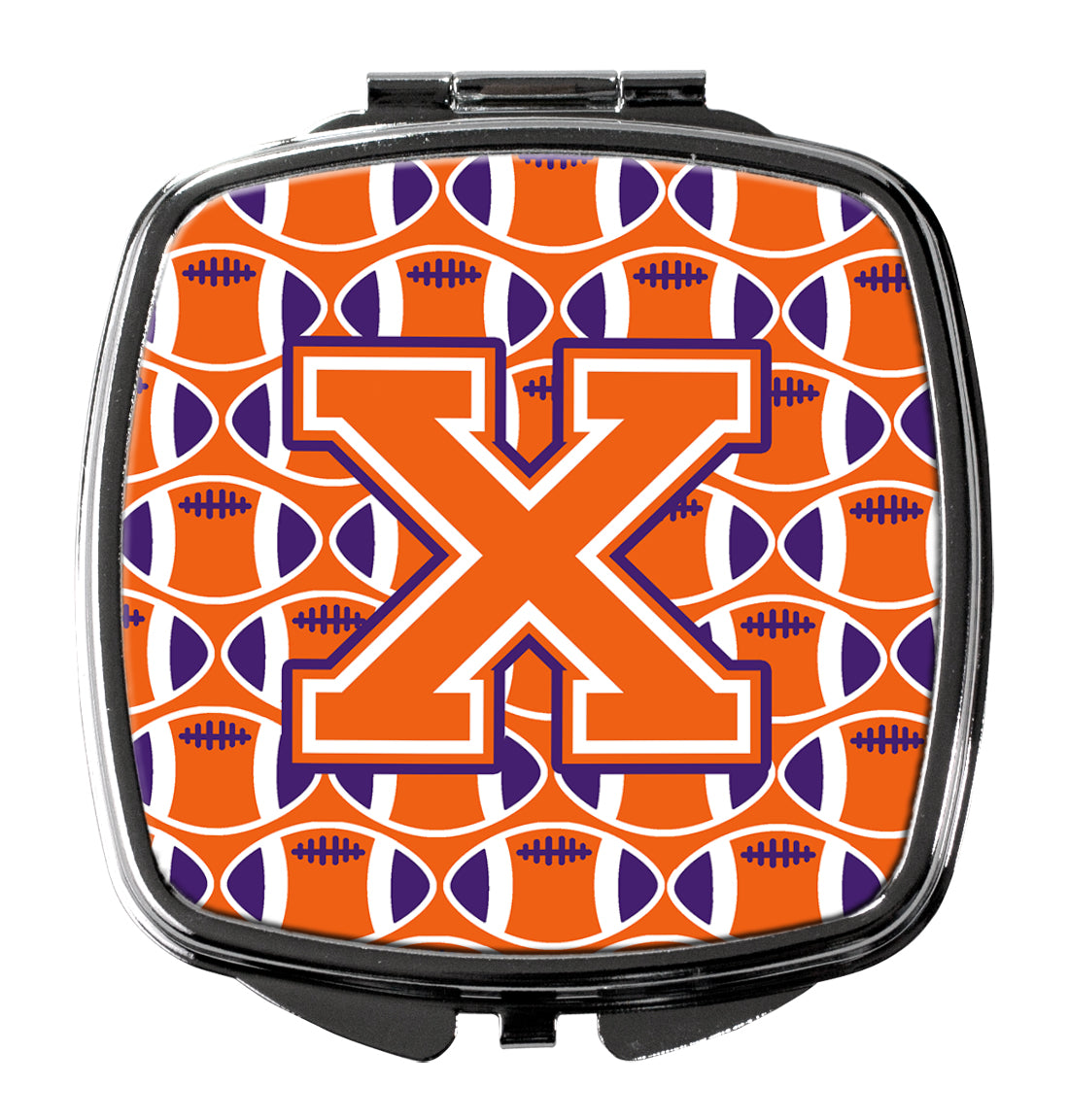 Letter X Football Orange, White and Regalia Compact Mirror CJ1072-XSCM by Caroline's Treasures