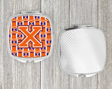 Letter X Football Orange, White and Regalia Compact Mirror CJ1072-XSCM by Caroline's Treasures