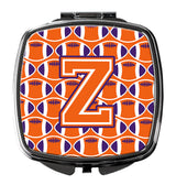 Letter Z Football Orange, White and Regalia Compact Mirror CJ1072-ZSCM by Caroline's Treasures