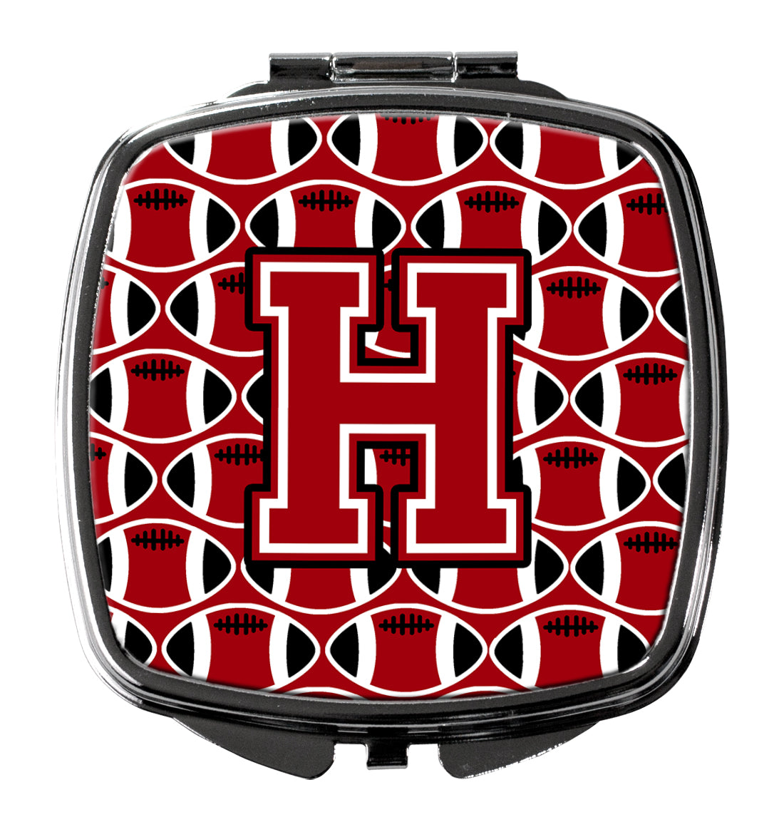 Letter H Football Red, Black and White Compact Mirror CJ1073-HSCM by Caroline's Treasures