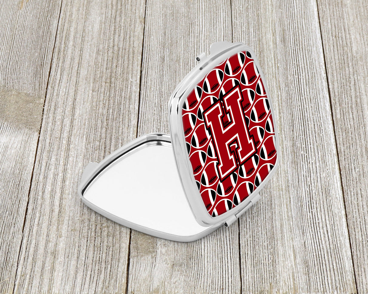 Letter H Football Red, Black and White Compact Mirror CJ1073-HSCM by Caroline's Treasures