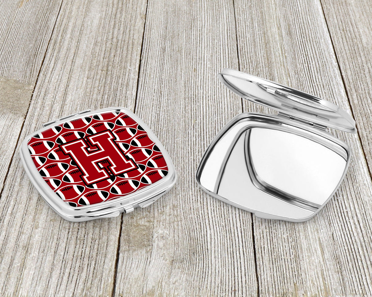 Letter H Football Red, Black and White Compact Mirror CJ1073-HSCM by Caroline's Treasures