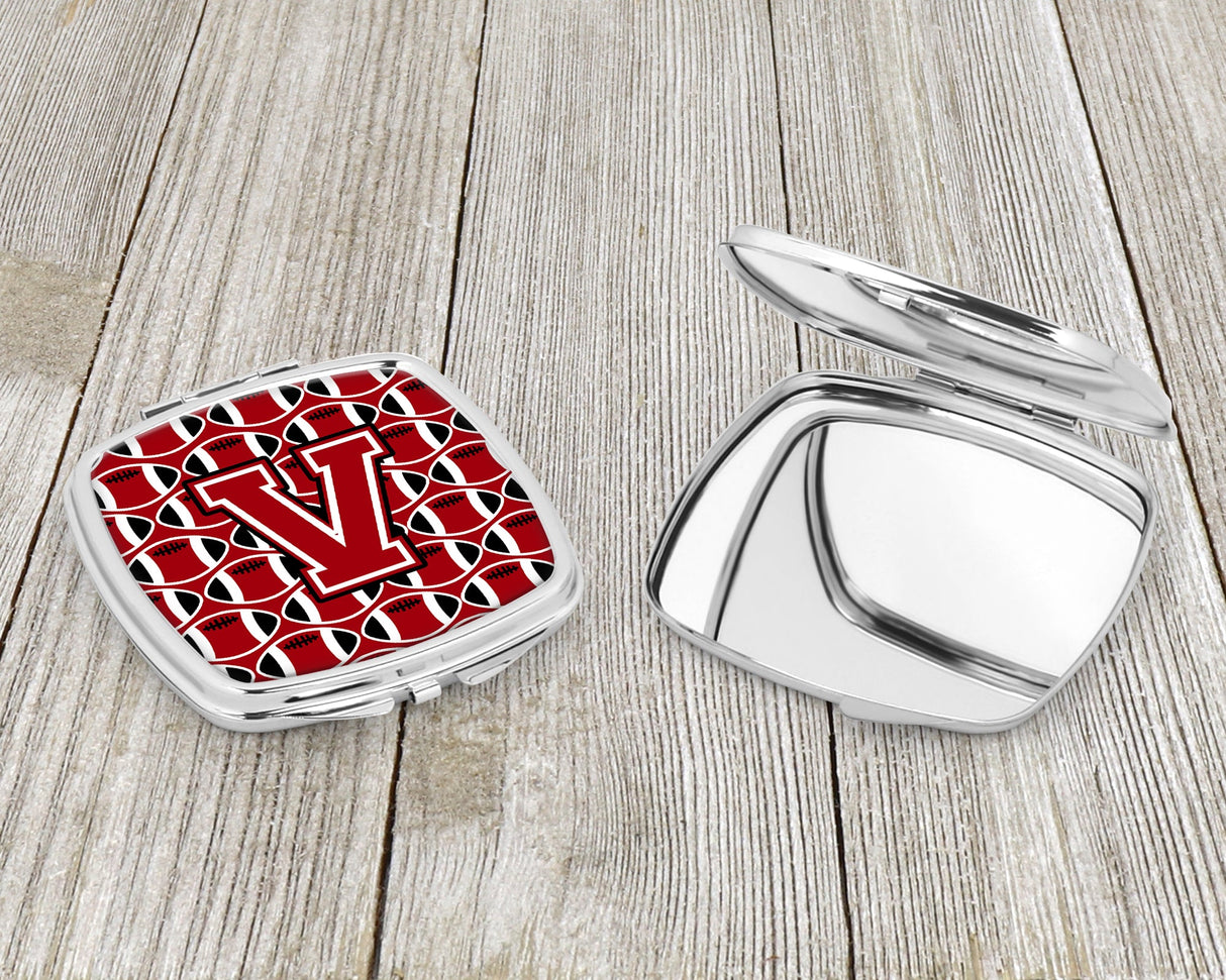 Letter V Football Red, Black and White Compact Mirror CJ1073-VSCM by Caroline's Treasures