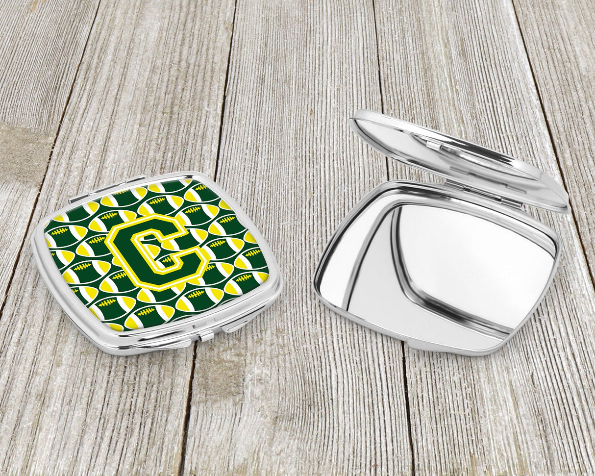 Letter C Football Green and Yellow Compact Mirror CJ1075-CSCM by Caroline's Treasures