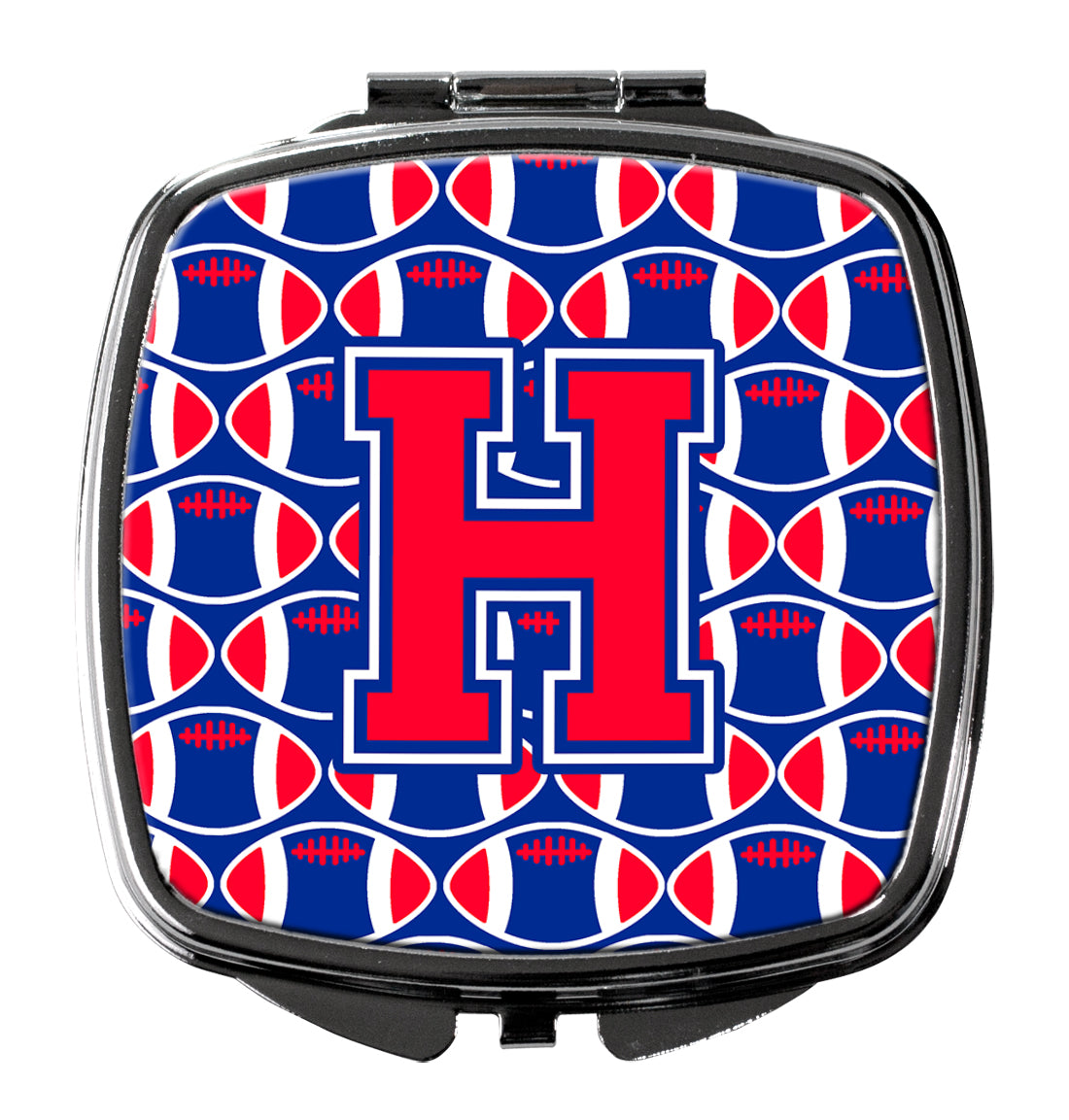 Letter H Football Harvard Crimson and Yale Blue Compact Mirror CJ1076-HSCM by Caroline's Treasures