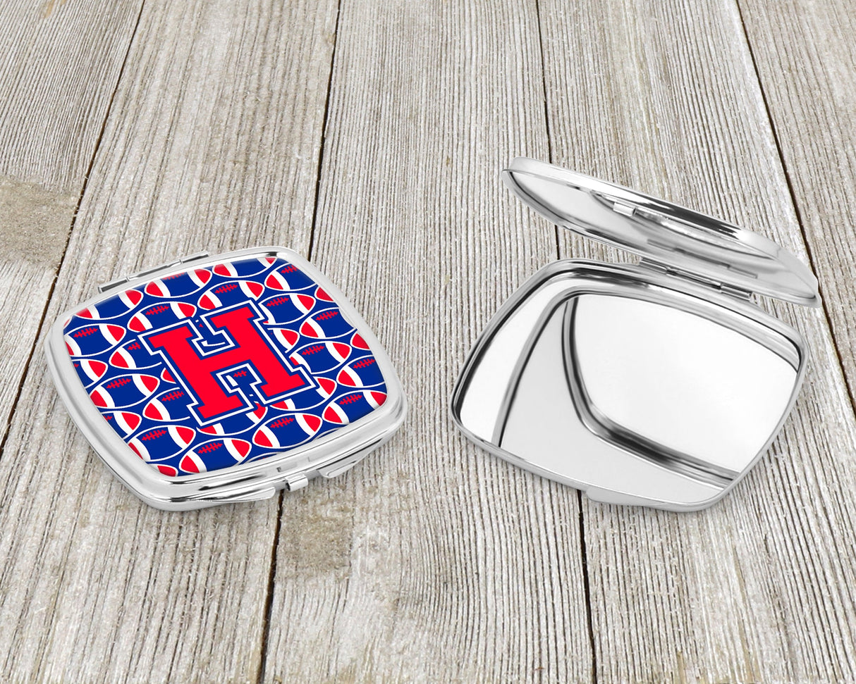 Letter H Football Harvard Crimson and Yale Blue Compact Mirror CJ1076-HSCM by Caroline's Treasures