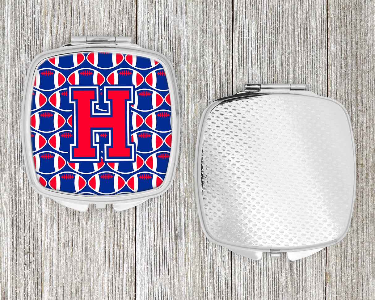 Letter H Football Harvard Crimson and Yale Blue Compact Mirror CJ1076-HSCM by Caroline's Treasures