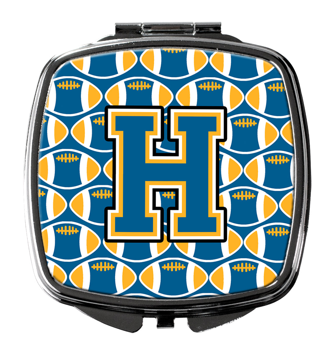 Letter H Football Blue and Gold Compact Mirror CJ1077-HSCM by Caroline's Treasures