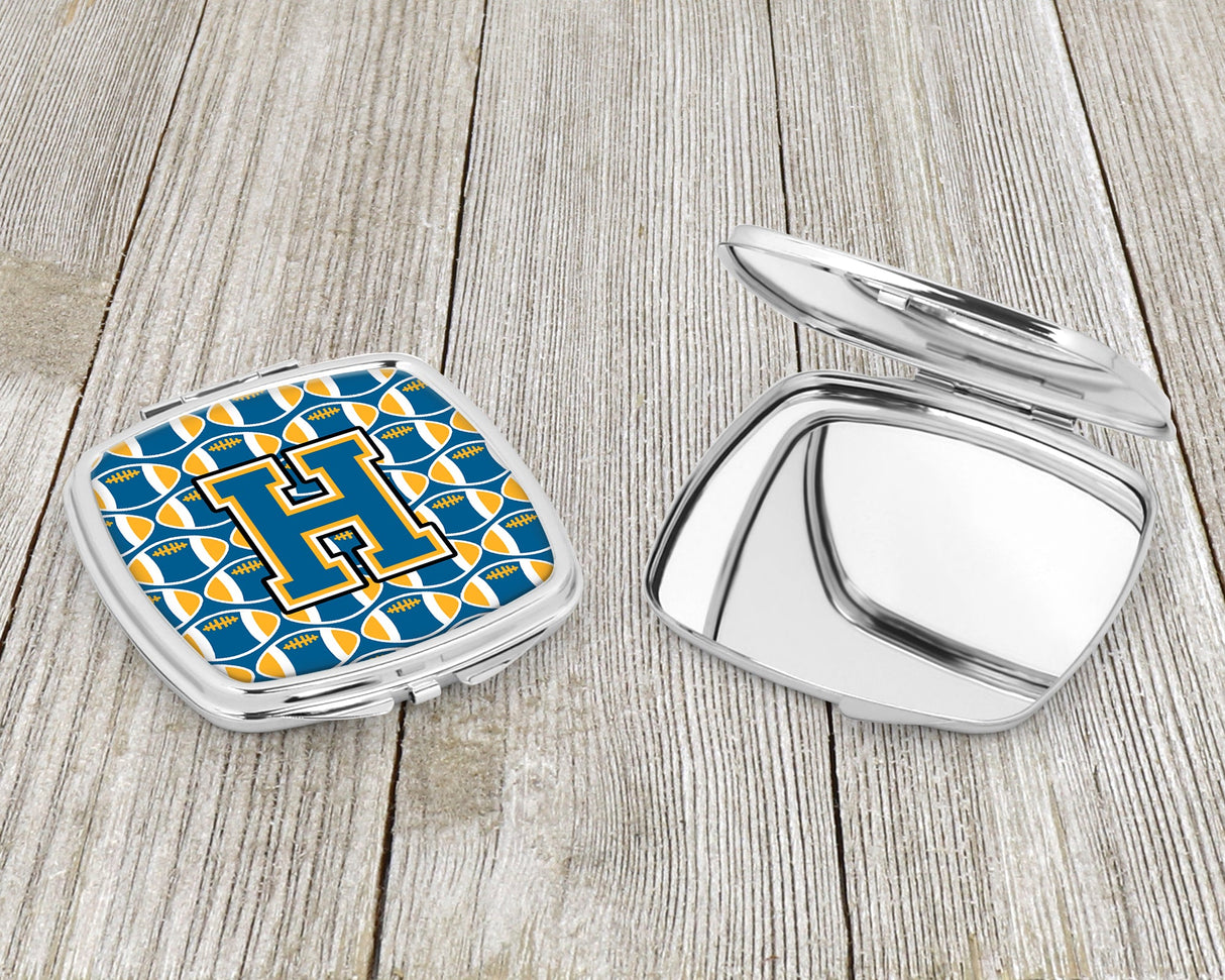 Letter H Football Blue and Gold Compact Mirror CJ1077-HSCM by Caroline's Treasures