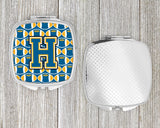 Letter H Football Blue and Gold Compact Mirror CJ1077-HSCM by Caroline's Treasures