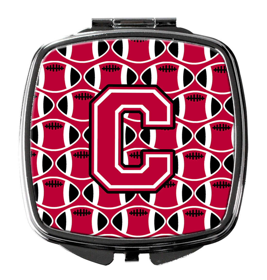 Letter C Football Crimson and White Compact Mirror CJ1079-CSCM by Caroline's Treasures